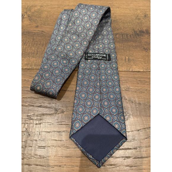 Guy Laroche Couture Paris All Silk Geometric Pointed Neck Ties Men's One Size - Picture 2 of 6